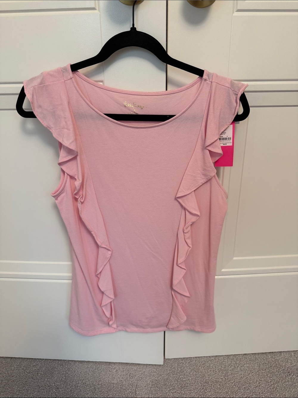 Lilly Pulitzer Pale Pink Ruffle-Front Sleeveless Tank